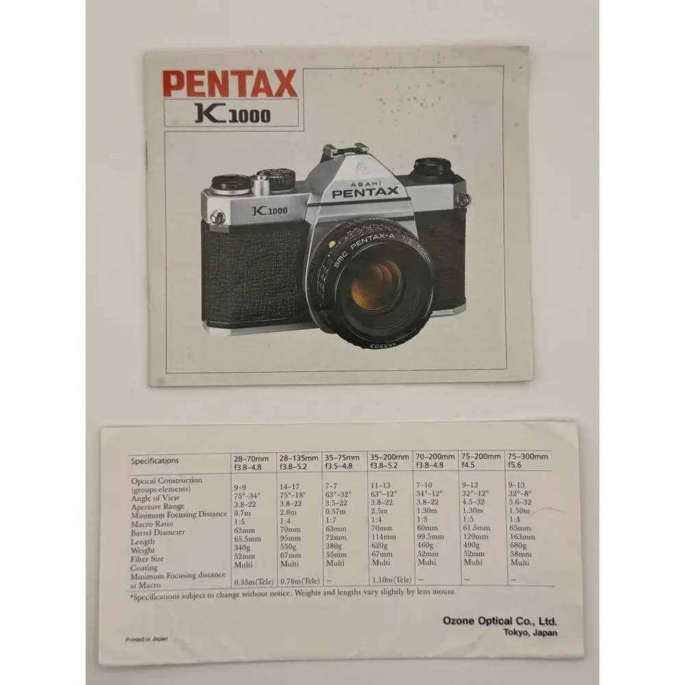 Asahi Pentax K1000 35mm SLR Film Camera Body Meter Shutter Speeds Tested Vintage